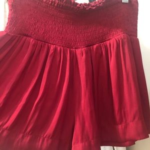 TCEC Burgundy Smocked High Waist Shorts NWT